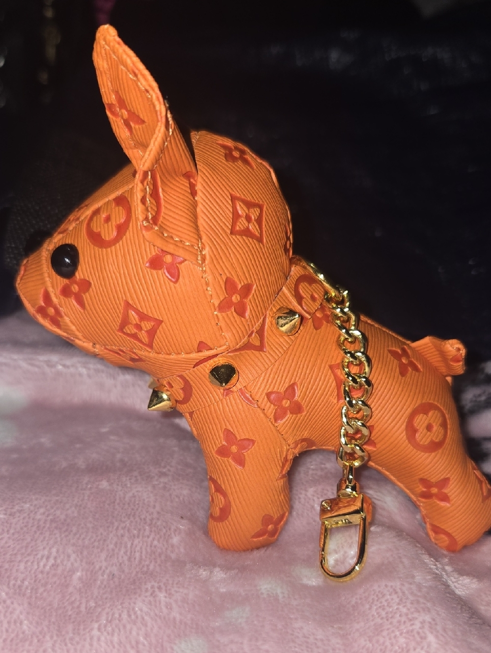 Orange Designer-Style Dog Keychain Charm